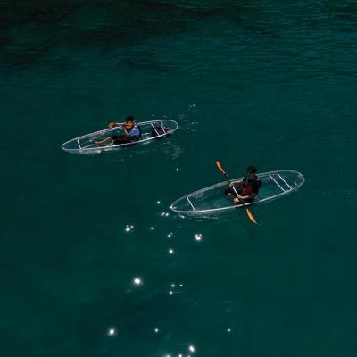 clear kayaks on lake
