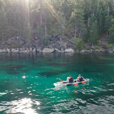 clear kayak on lake